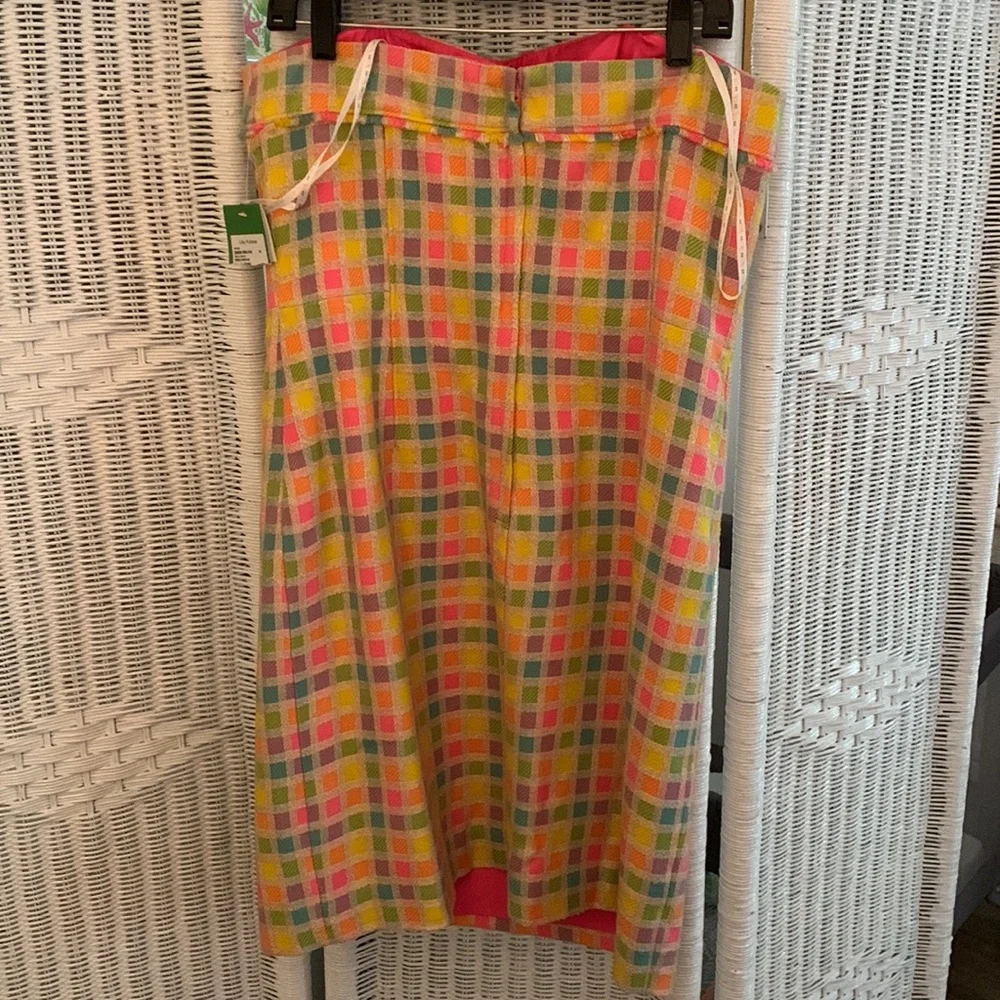 Lilly Pulitzer Strapless Multicolor Plaid Midi Dress - Pink Yellow Green Blue - Picture 5 of 5